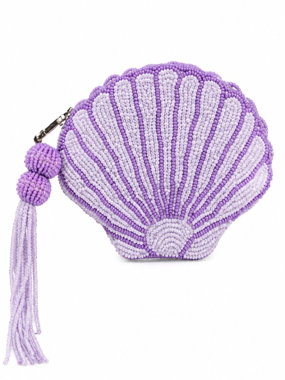 Handmade Beaded Shell Coin Purse - Lavender & White - NWT